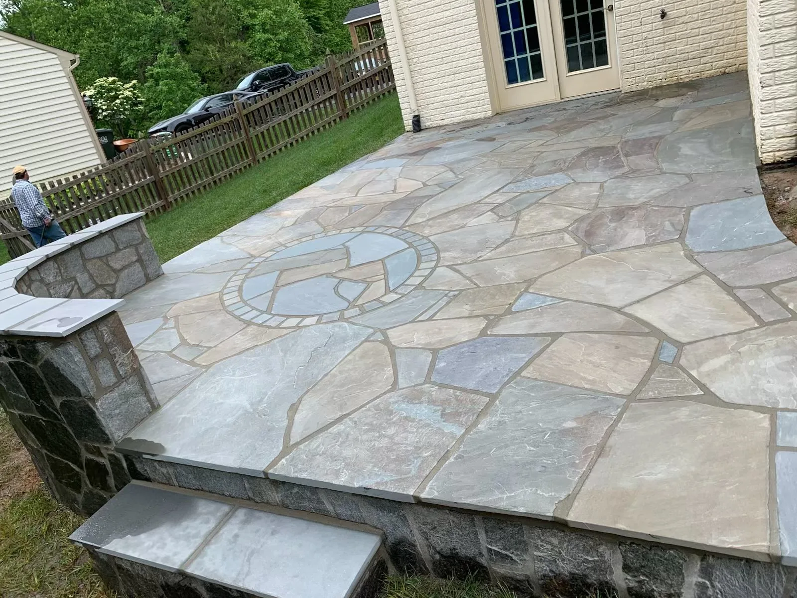 Natural stone masonry wall and pathway in Maryland